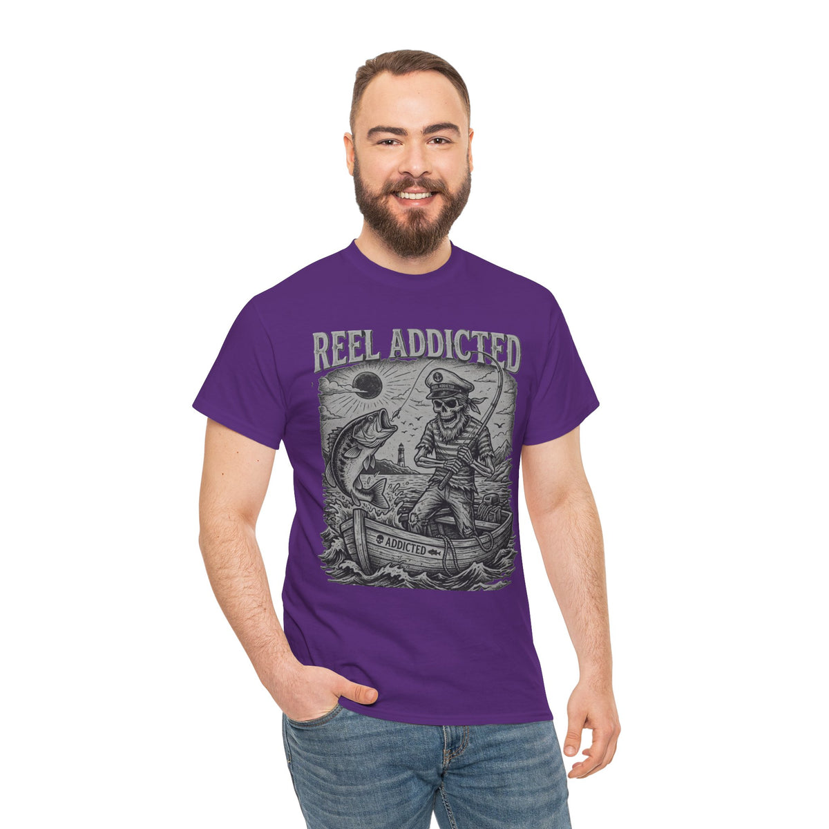 Camiseta de pescador y barco de pesca Reel Addicted
