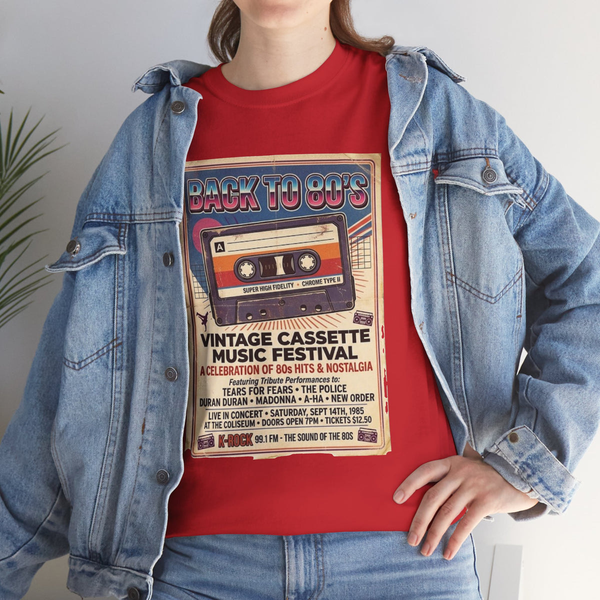Camiseta del festival de música de casetes vintage "Back to 80s" | Póster retro de cinta