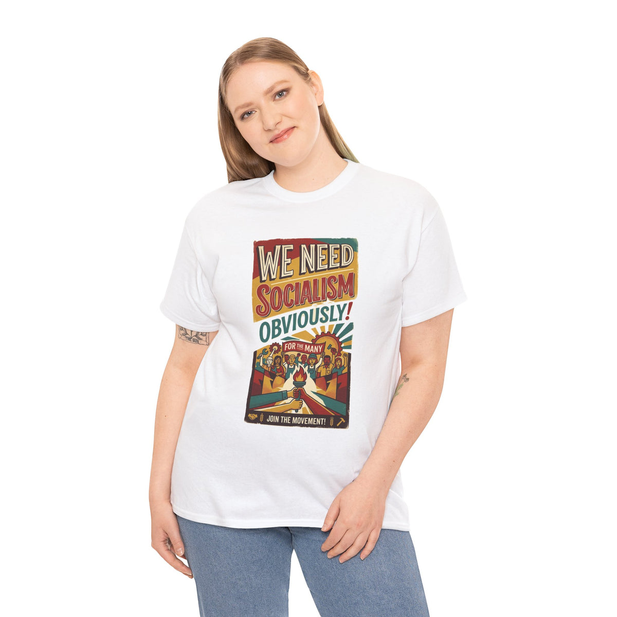 We Need Socialism Obviously poster T-Shirt | Political Propaganda Tee