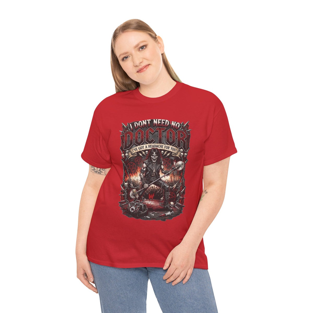 T-shirt illustration I Don't Need No Doctor | Thème médical horreur gothique