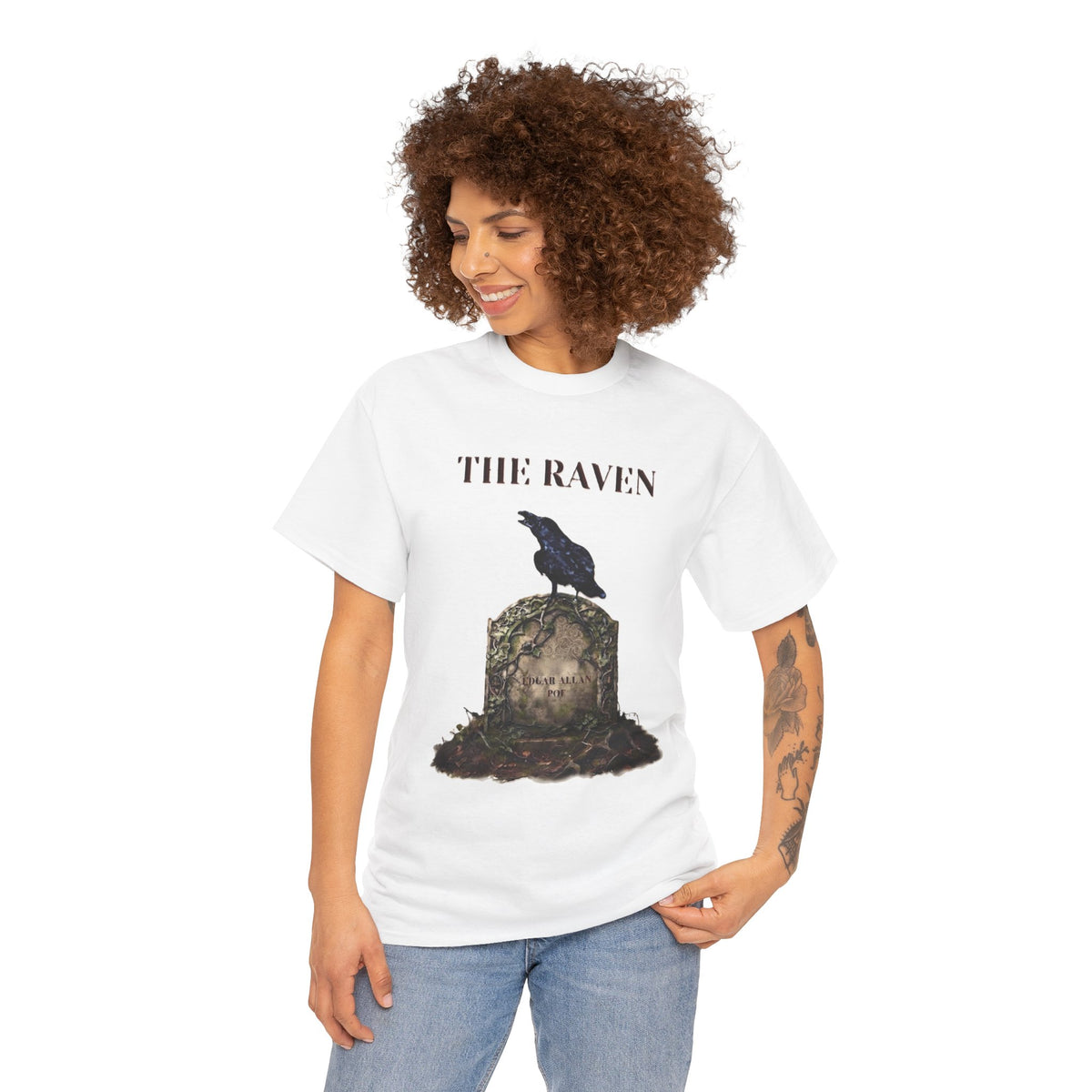 The Raven skull illustration T-Shirt | Edgar Allan Poe literary tee