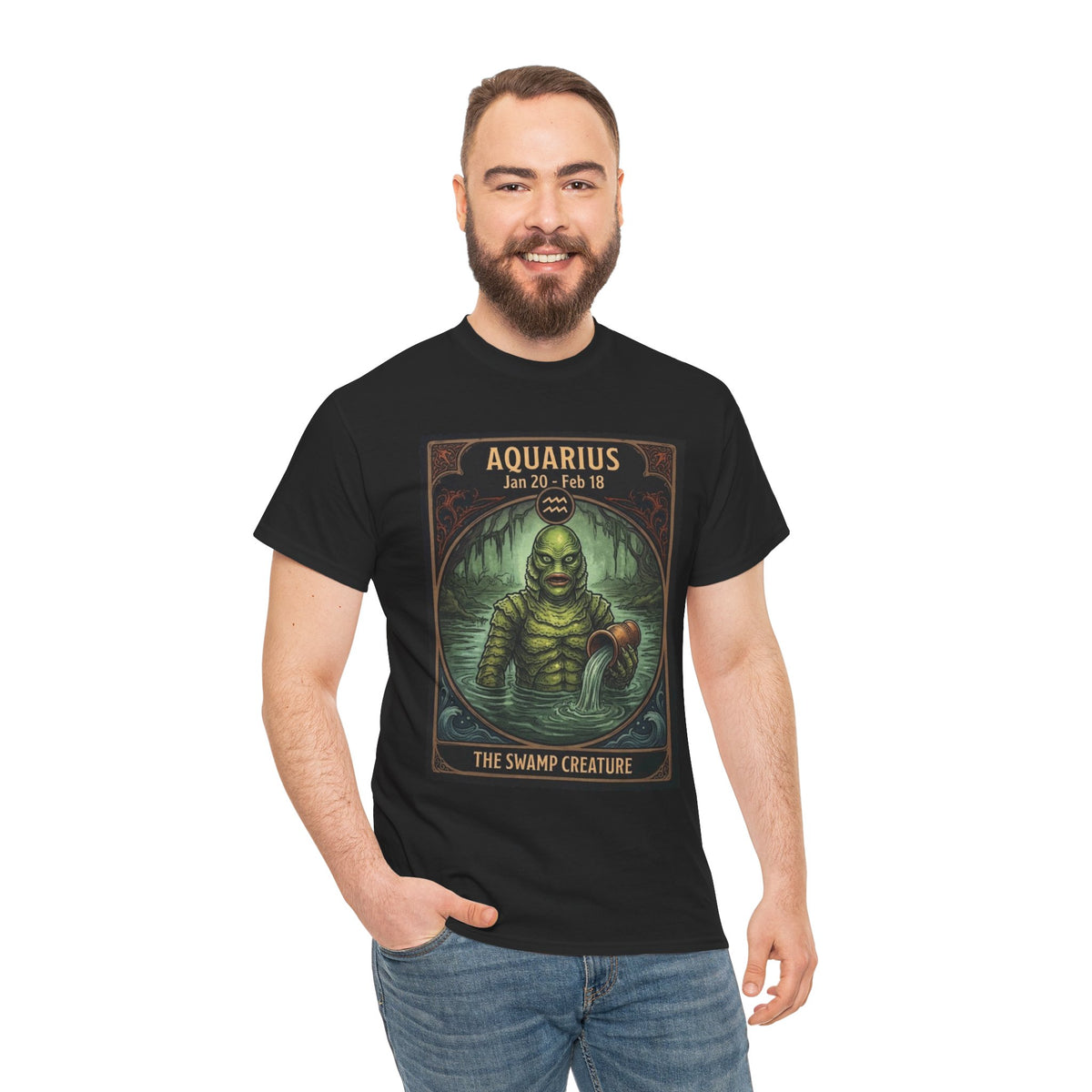 Aquarius The Swamp Creature T-Shirt | Halloween Zodiac Monster Poster