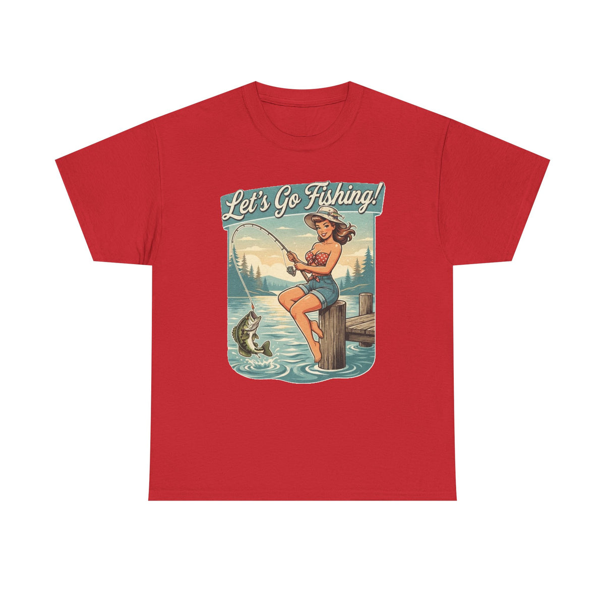 Let's Go Fishing Vintage Angler Graphic T-Shirt