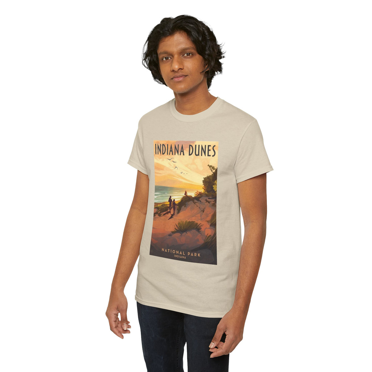 Camiseta de póster vintage del atardecer en el Parque Nacional Indiana Dunes | Camiseta de naturaleza de parques nacionales