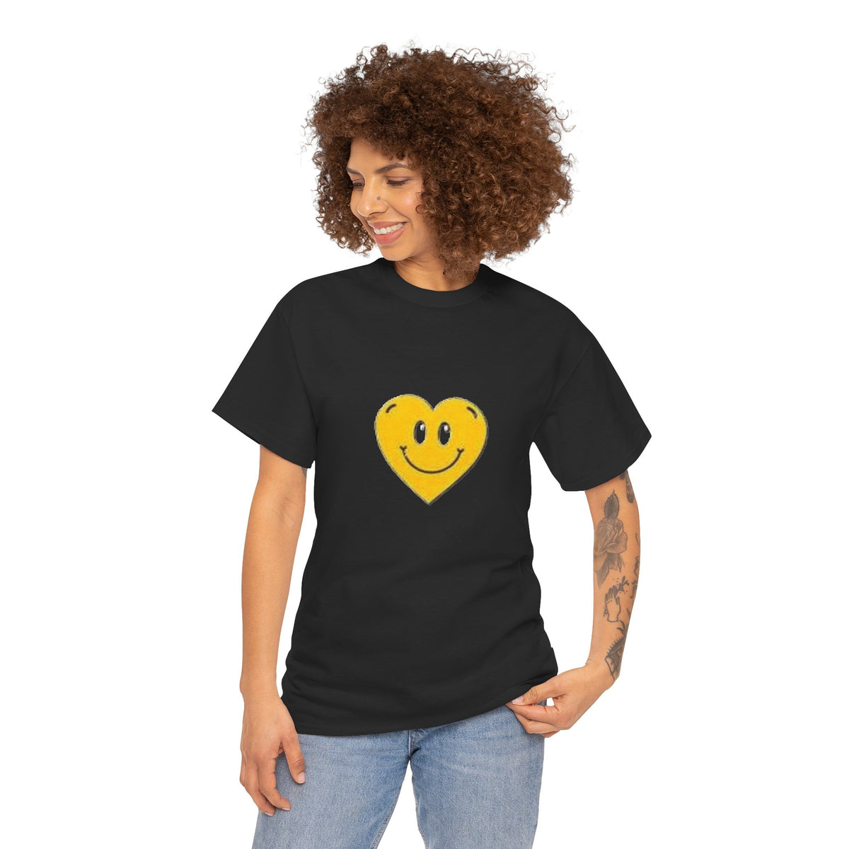 Yellow Smiley Heart Tee | Cute Happy Face Shirt, Retro Emojis