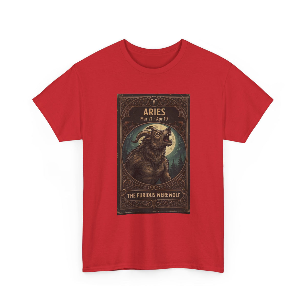 Aries The Furious Werewolf T-Shirt | Halloween Zodiac Ram Astrology Tee