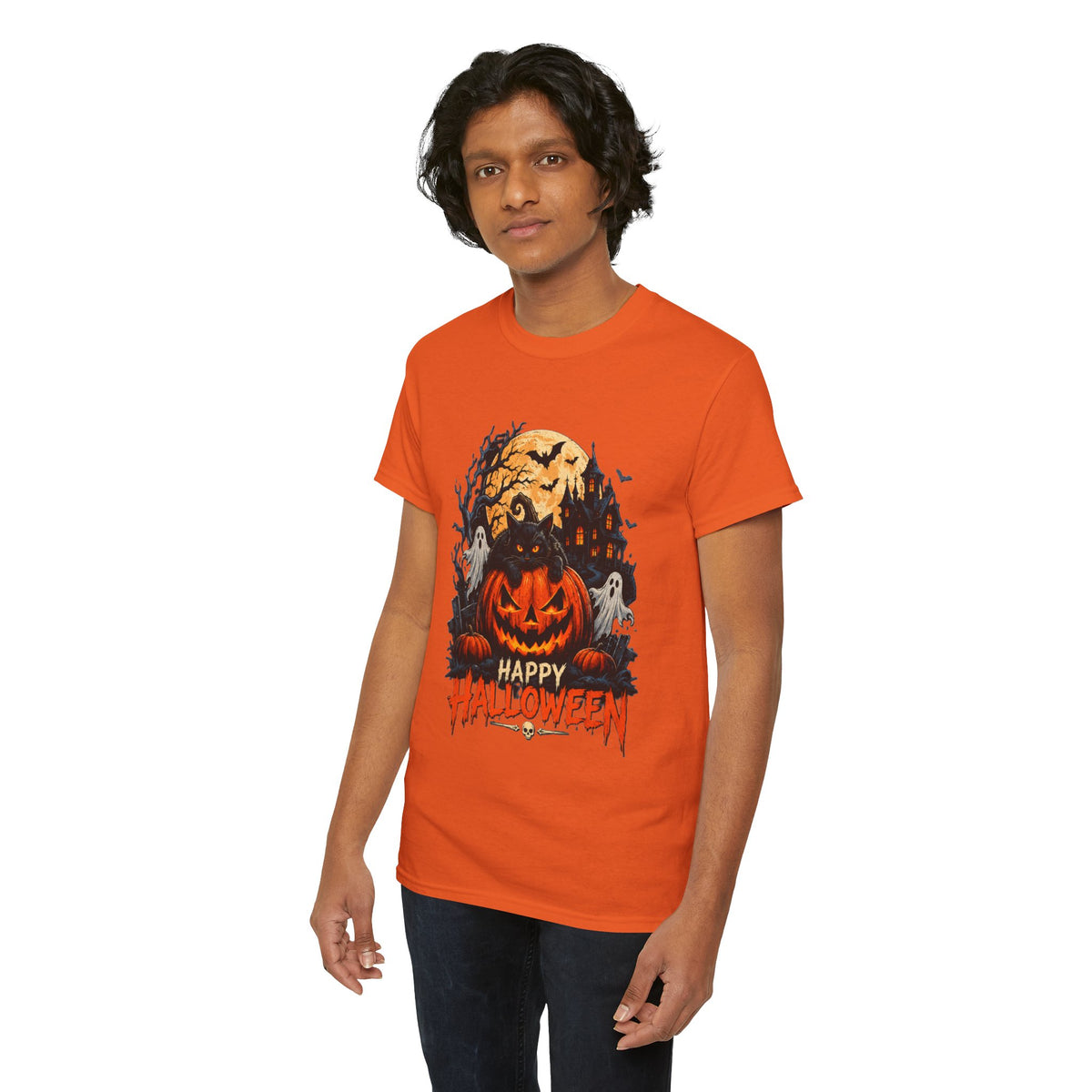 Camiseta de Halloween con calabaza Jack-o'-Lantern | Fantasmas espeluznantes, luna llena