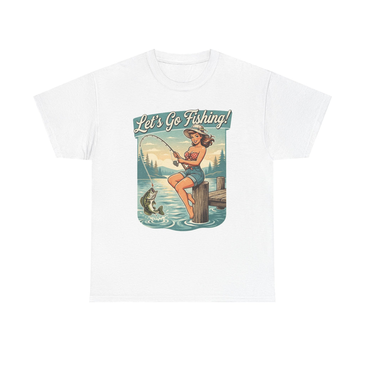 Let's Go Fishing Vintage Angler Graphic T-Shirt