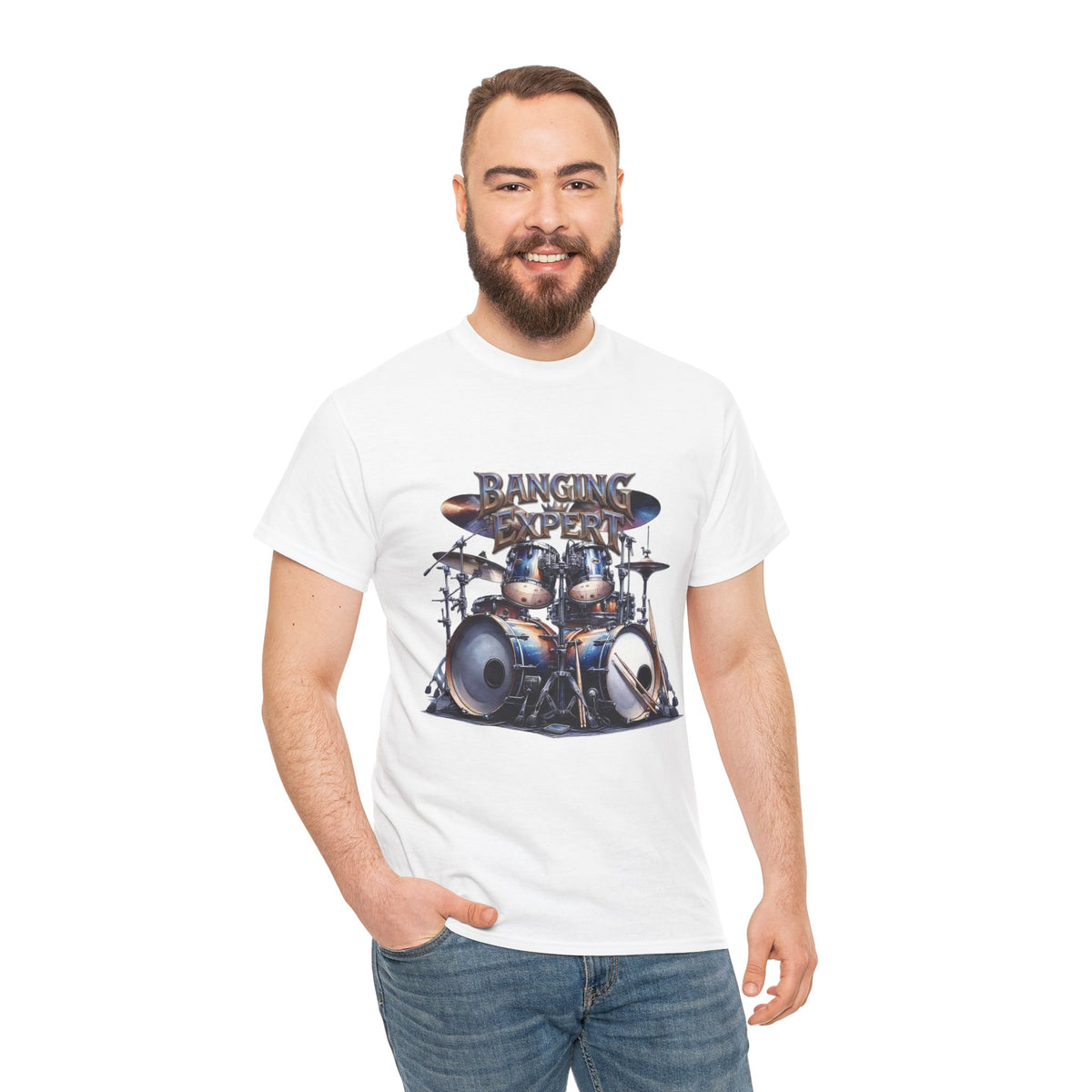 Drum Kit Illustration Tee | Banging The Drums Drummer Humor Graphic Tee