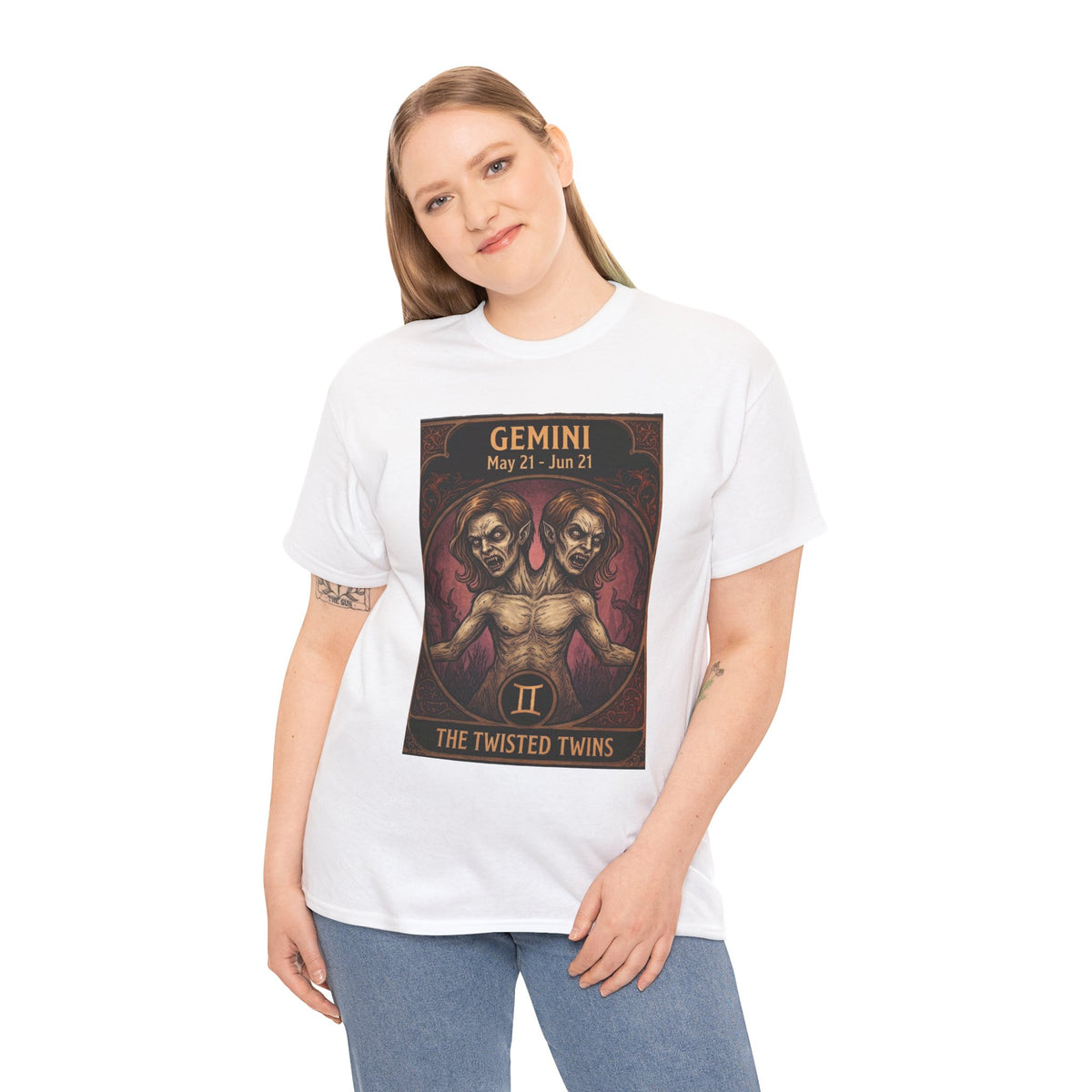 Camiseta Géminis Las Gemelas Retorcidas | Ilustración de Terror del Zodiaco Astrológico de Halloween
