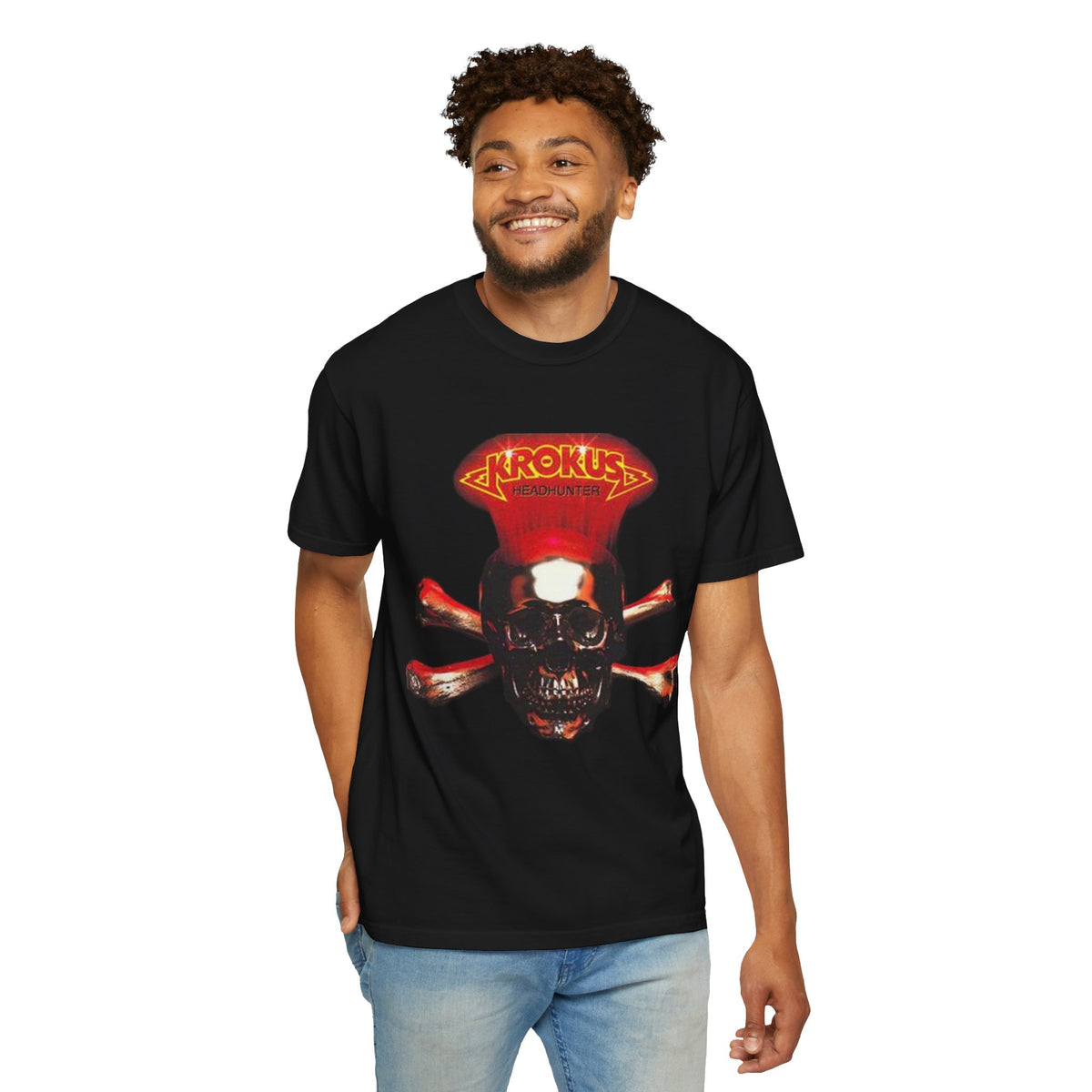 T-shirt Krokus tête de mort avec tibias croisés | T-shirt vintage de groupe de rock