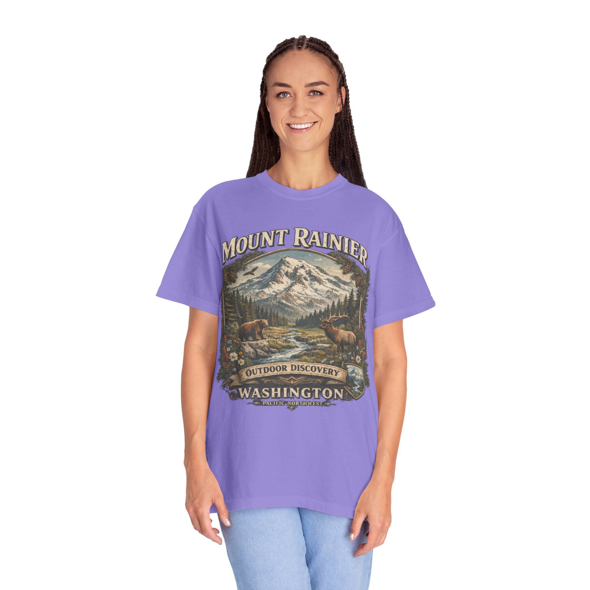 Camiseta del Monte Rainier, playera Comfort Colors de la naturaleza de Washington