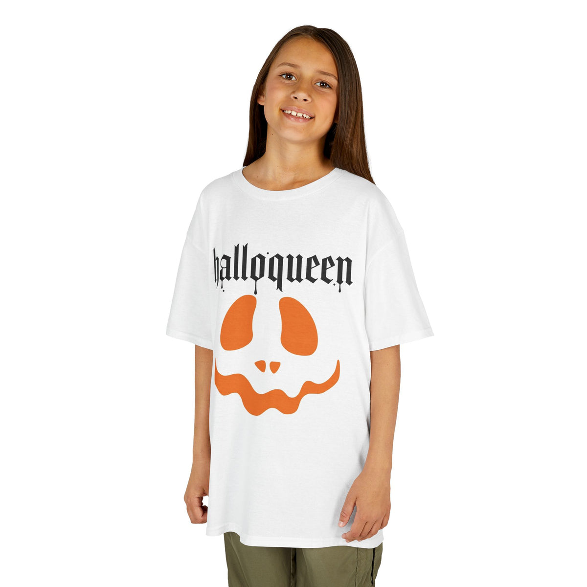 halloqueen pumpkin face Kids Tee | Halloween kids shirt