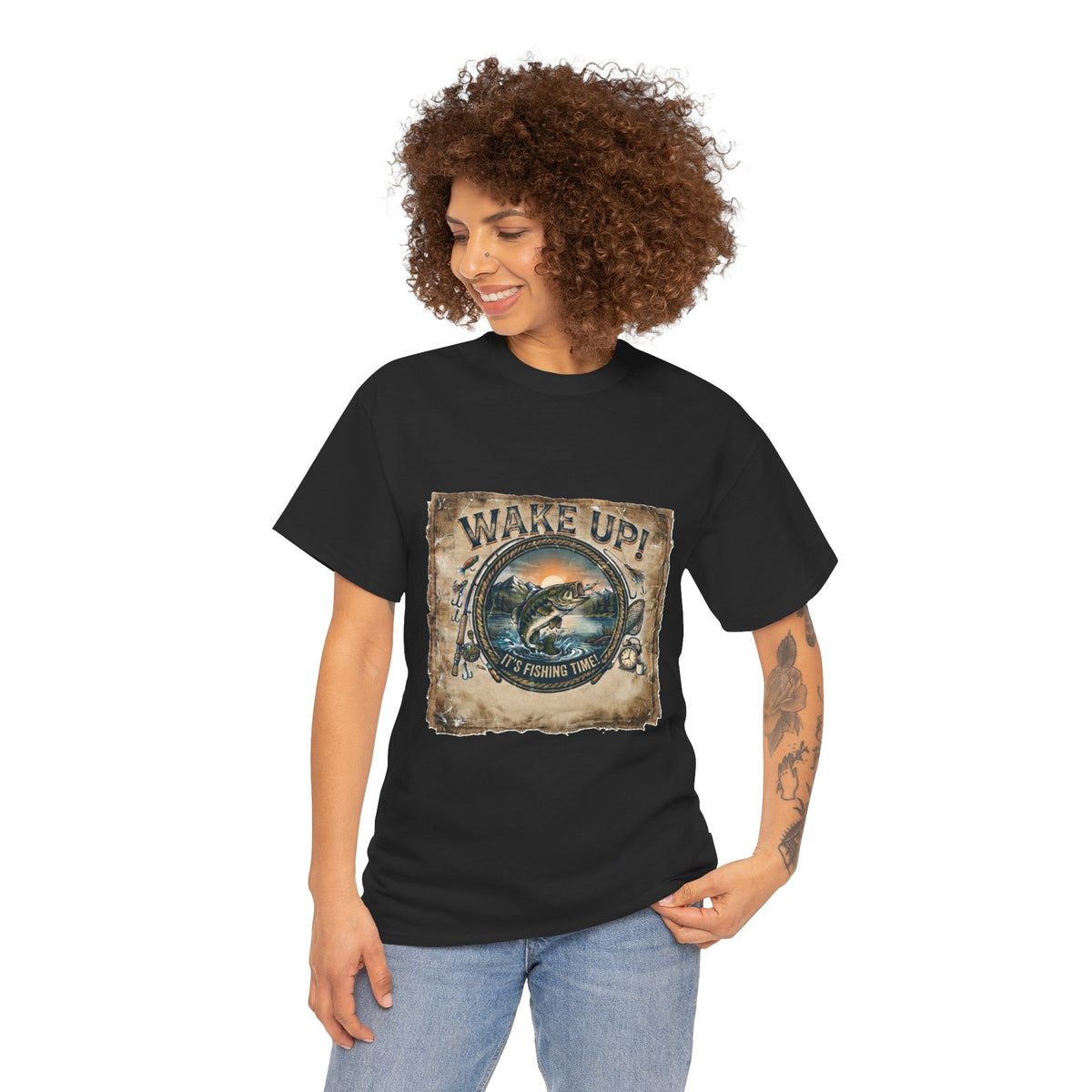 Wake Up Fishing Tee | Bass Fish Vintage Outdoors Shirt
