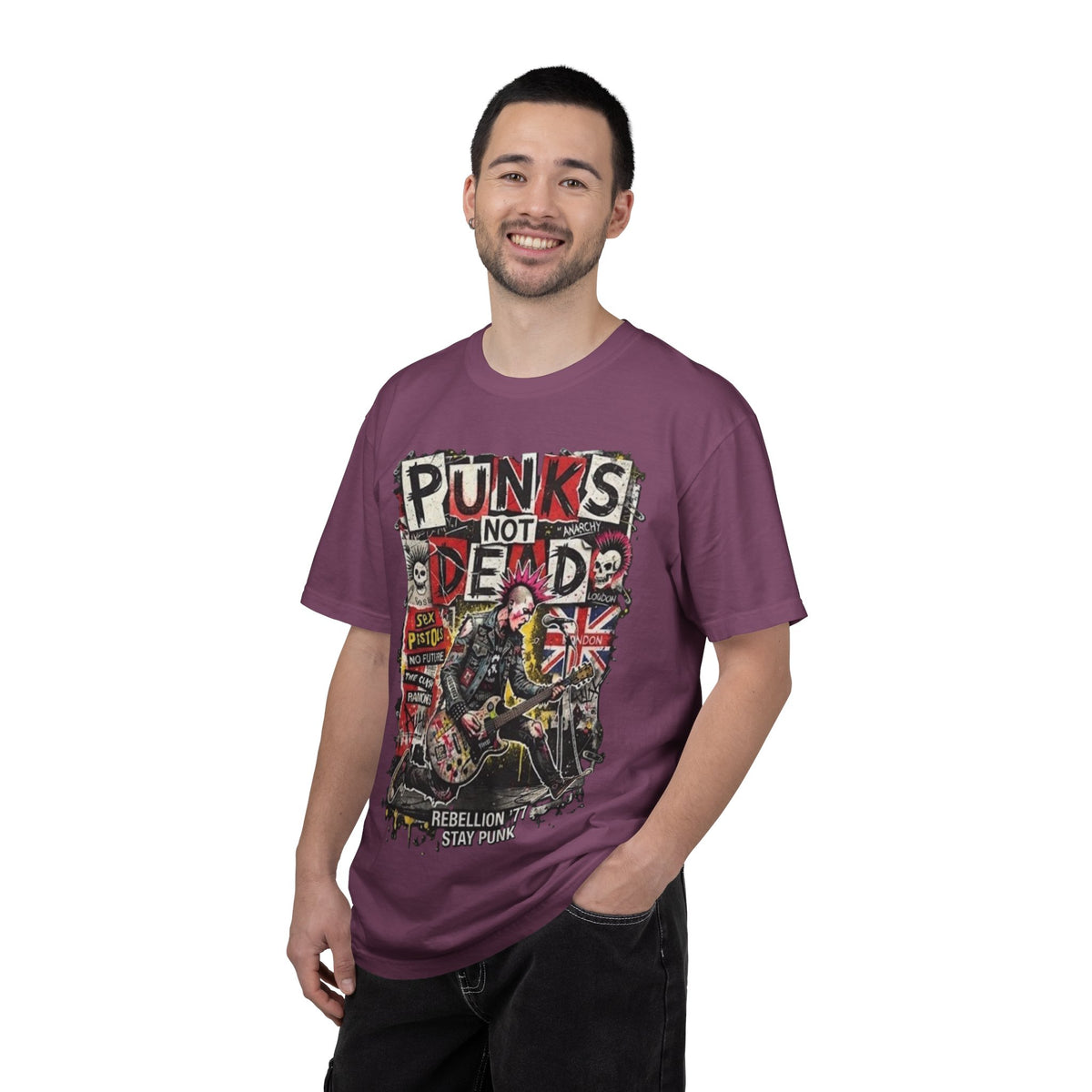 Camiseta gráfica Punks Not Dead | Camiseta de rebelión punk rock