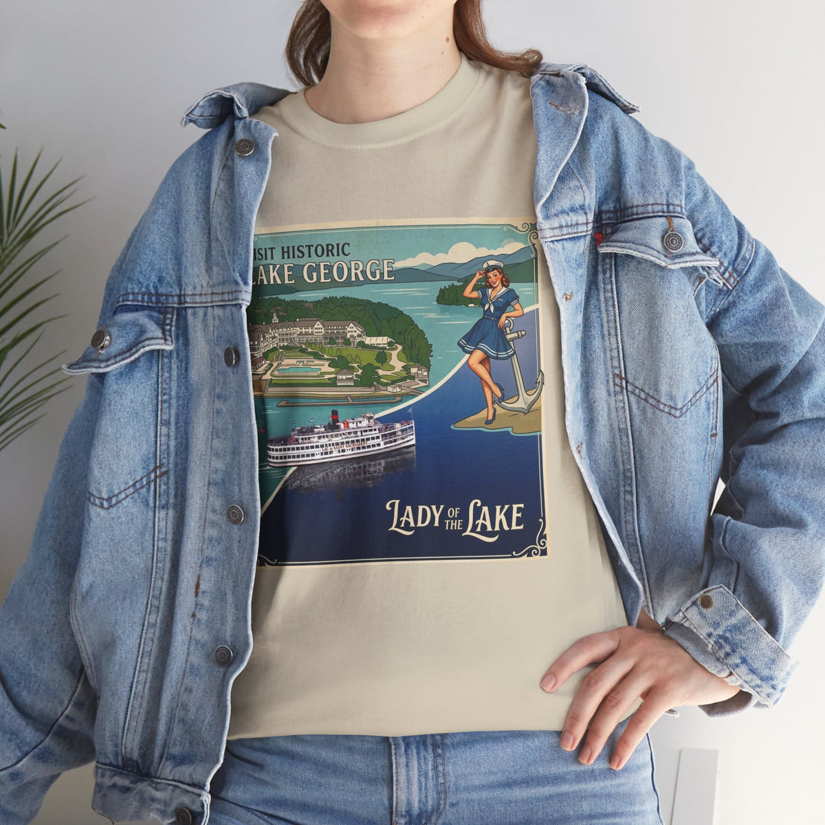 Lake George Upstate NY National / Lady of the Lake vintage poster T-Shirt | Lake George pin up