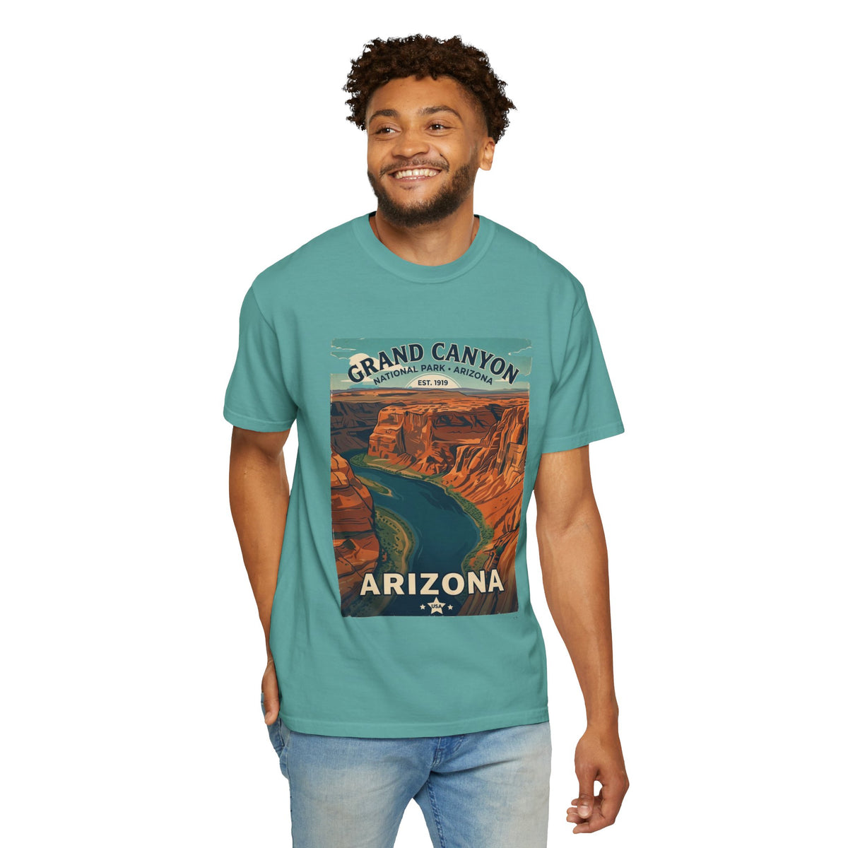 T-shirt style affiche Grand Canyon Arizona | T-shirt canyon et rivière panoramique