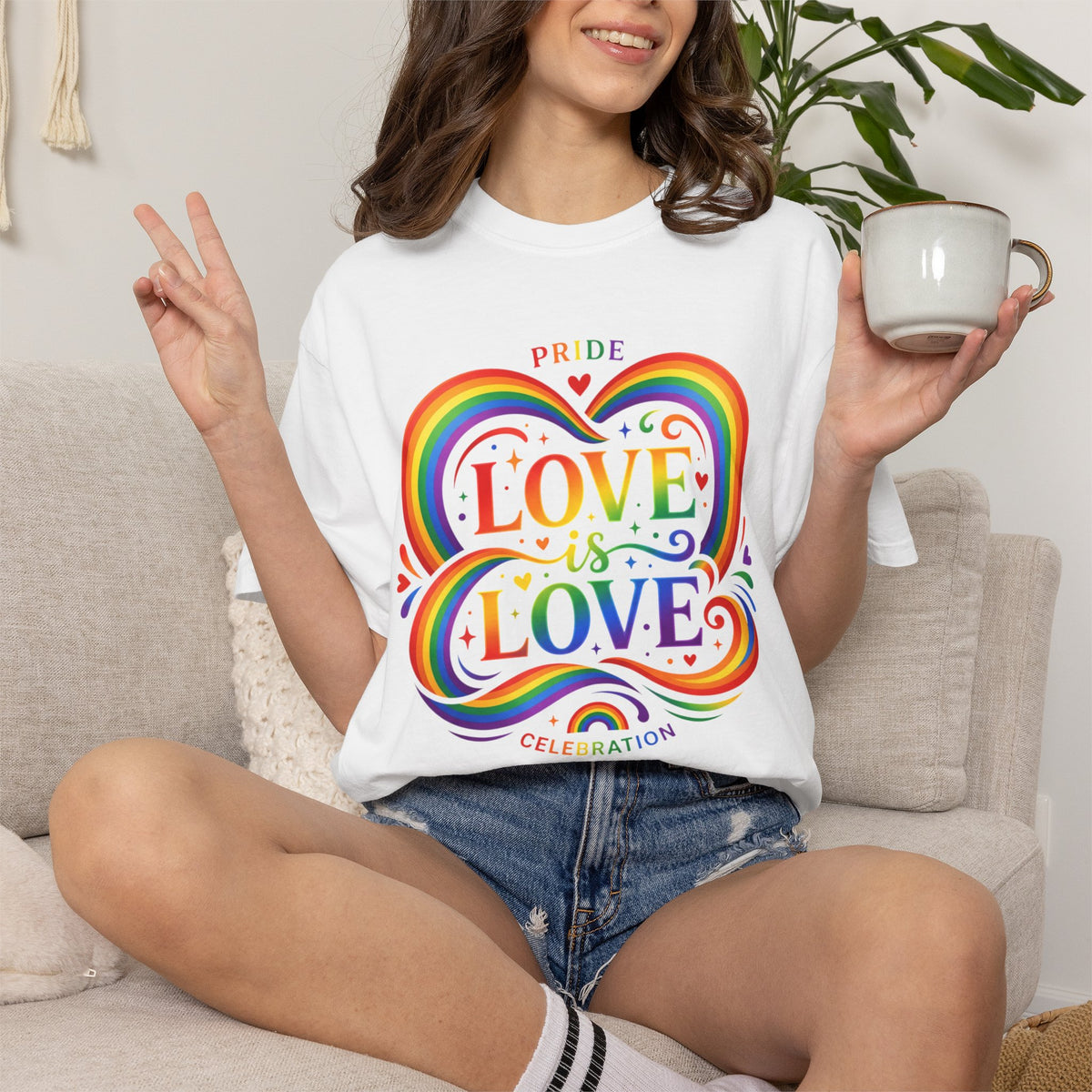 T-shirt Cœur Pride Love is Love | Célébration arc-en-ciel