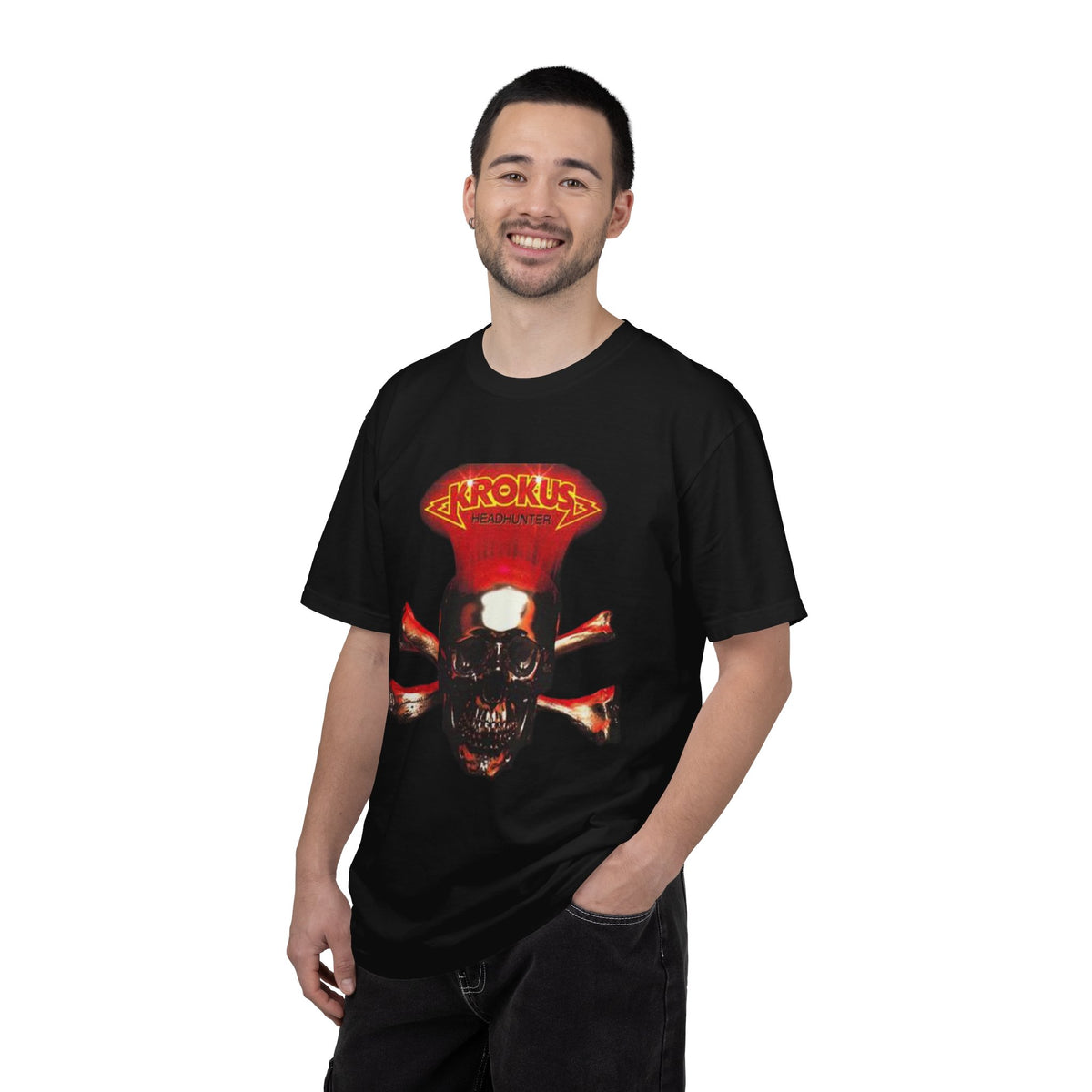 T-shirt Krokus tête de mort avec tibias croisés | T-shirt vintage de groupe de rock