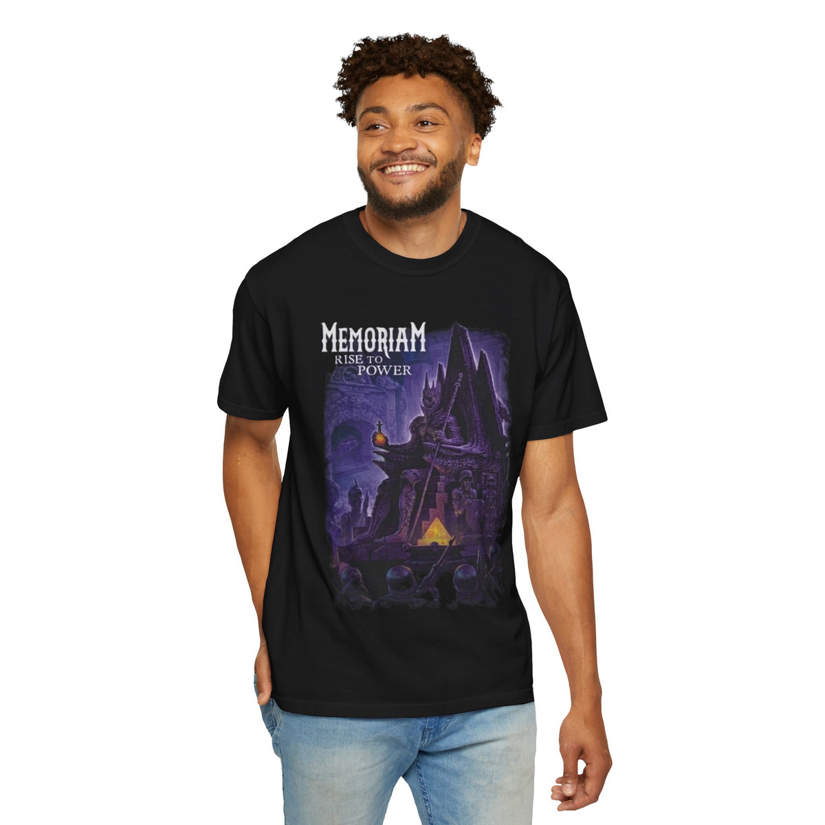 Camiseta con ilustración de castillo gótico «Memoriam Rise to Power» | Arte de banda británica de death metal