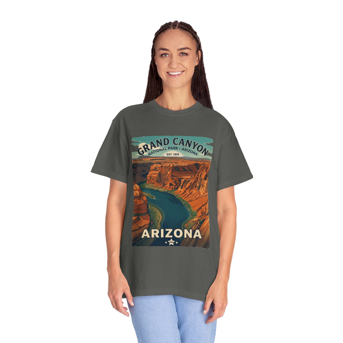 T-shirt style affiche Grand Canyon Arizona | T-shirt canyon et rivière panoramique