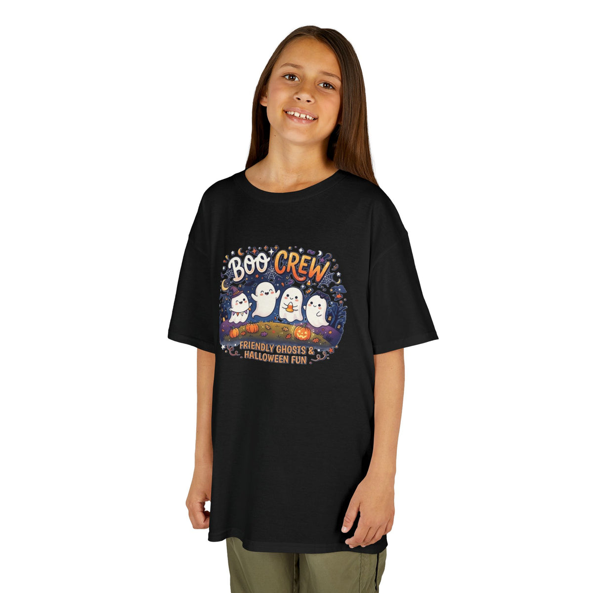 Boo Crew Ghosts Kids Tee | Halloween Pumpkin Patch Illustration