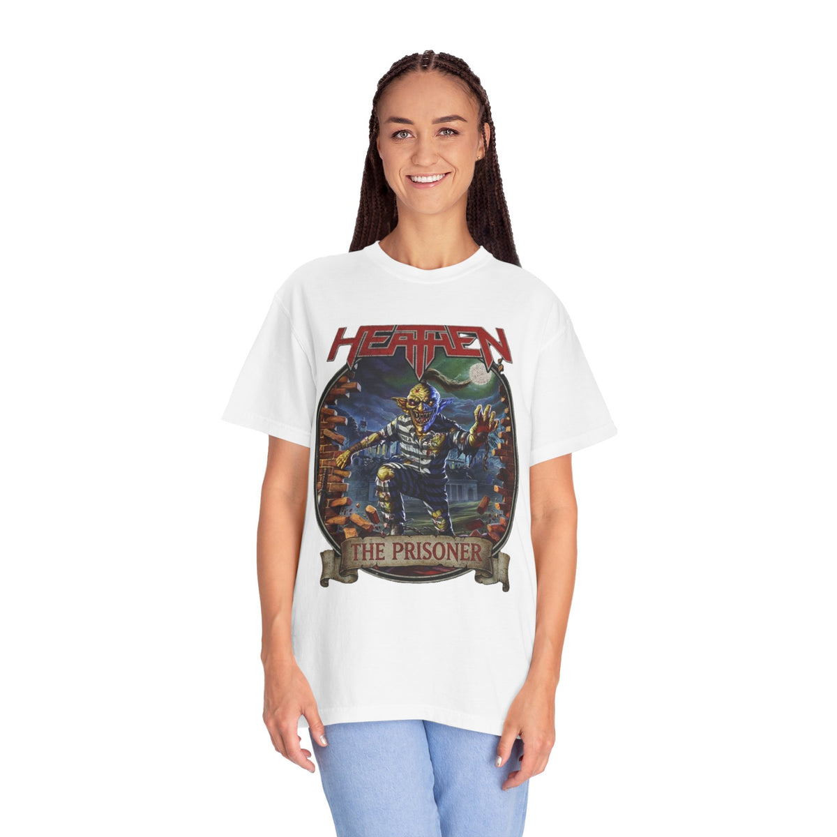 T-shirt avec pochette de l'album The Prisoner de Heathen | T-shirt graphique de groupe de Heavy Metal