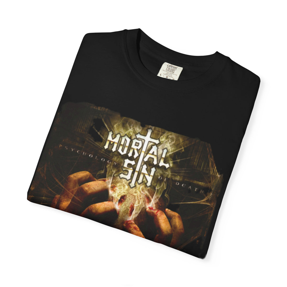Camiseta con la portada del álbum Mortal Sin Psychology of Death | Arte de álbum de thrash metal de la vieja escuela australiano