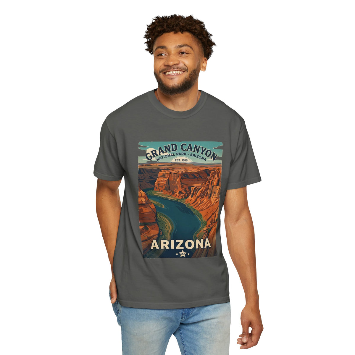 T-shirt style affiche Grand Canyon Arizona | T-shirt canyon et rivière panoramique