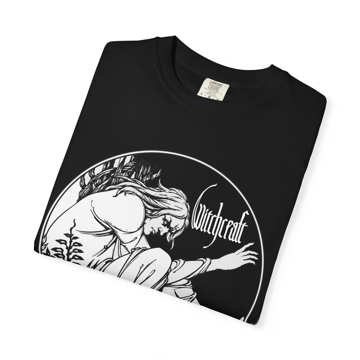 T-shirt Rock occulte et Doom Metal Witchcraft Moon Witch | Illustration de sorcière vintage, t-shirt de groupe de Doom Metal gothique d'Halloween