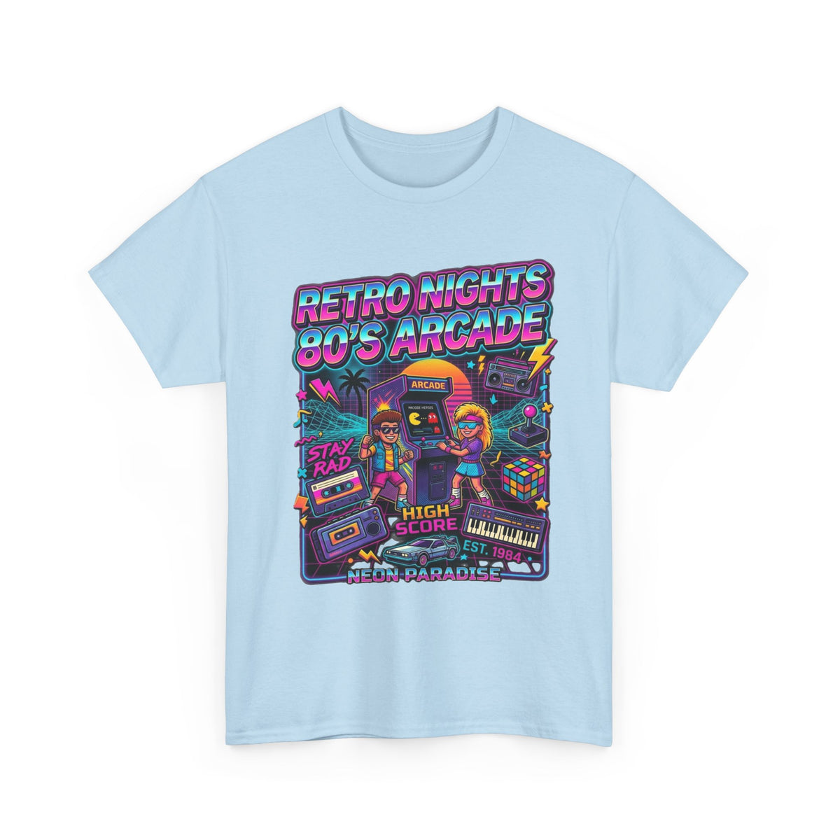 Retro Nights 80s Arcade Tee | Vaporwave Neon Gaming Graphic Shirt