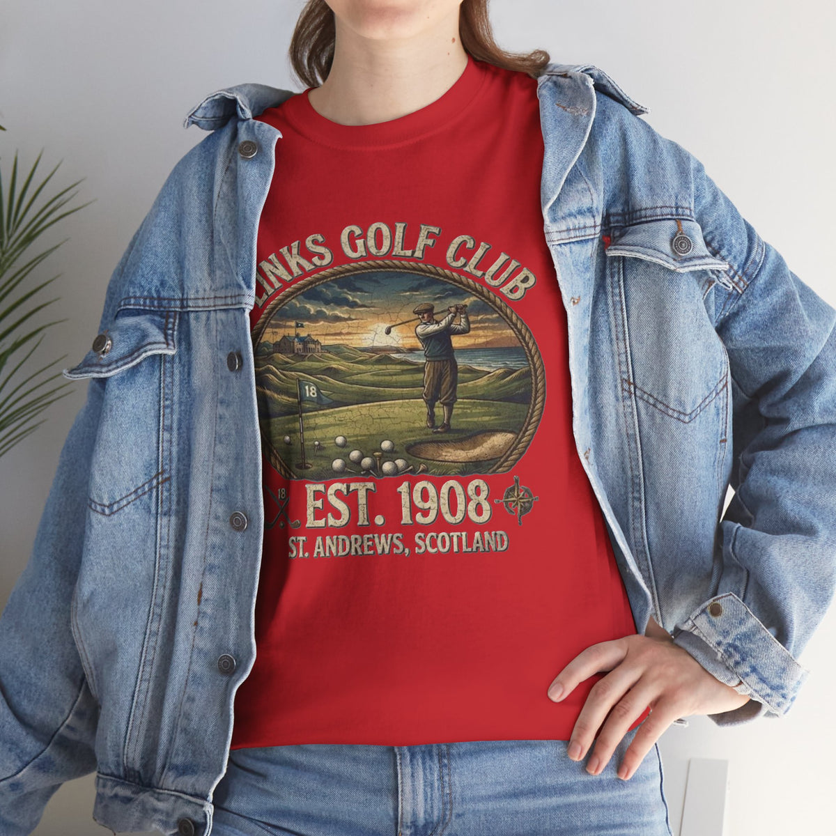 T-shirt illustration golfeur vintage Links Golf Club | EST. 1908 St. Andrews Écosse