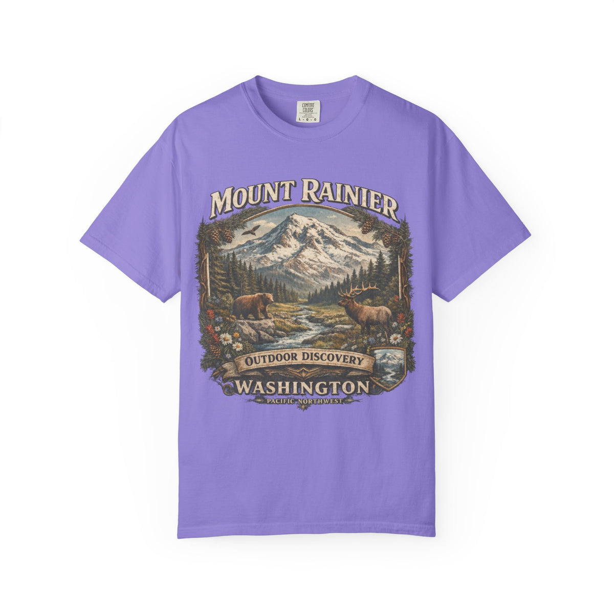 Camiseta del Monte Rainier, playera Comfort Colors de la naturaleza de Washington