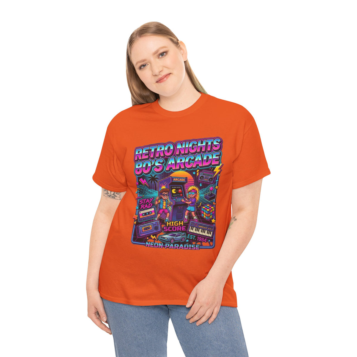 Retro Nights 80s Arcade Tee | Vaporwave Neon Gaming Graphic Shirt