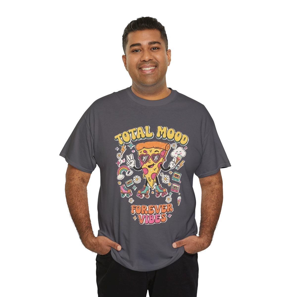 Total Mood Pizza Slice Tee | Forever Vibes retro skateboard graphics