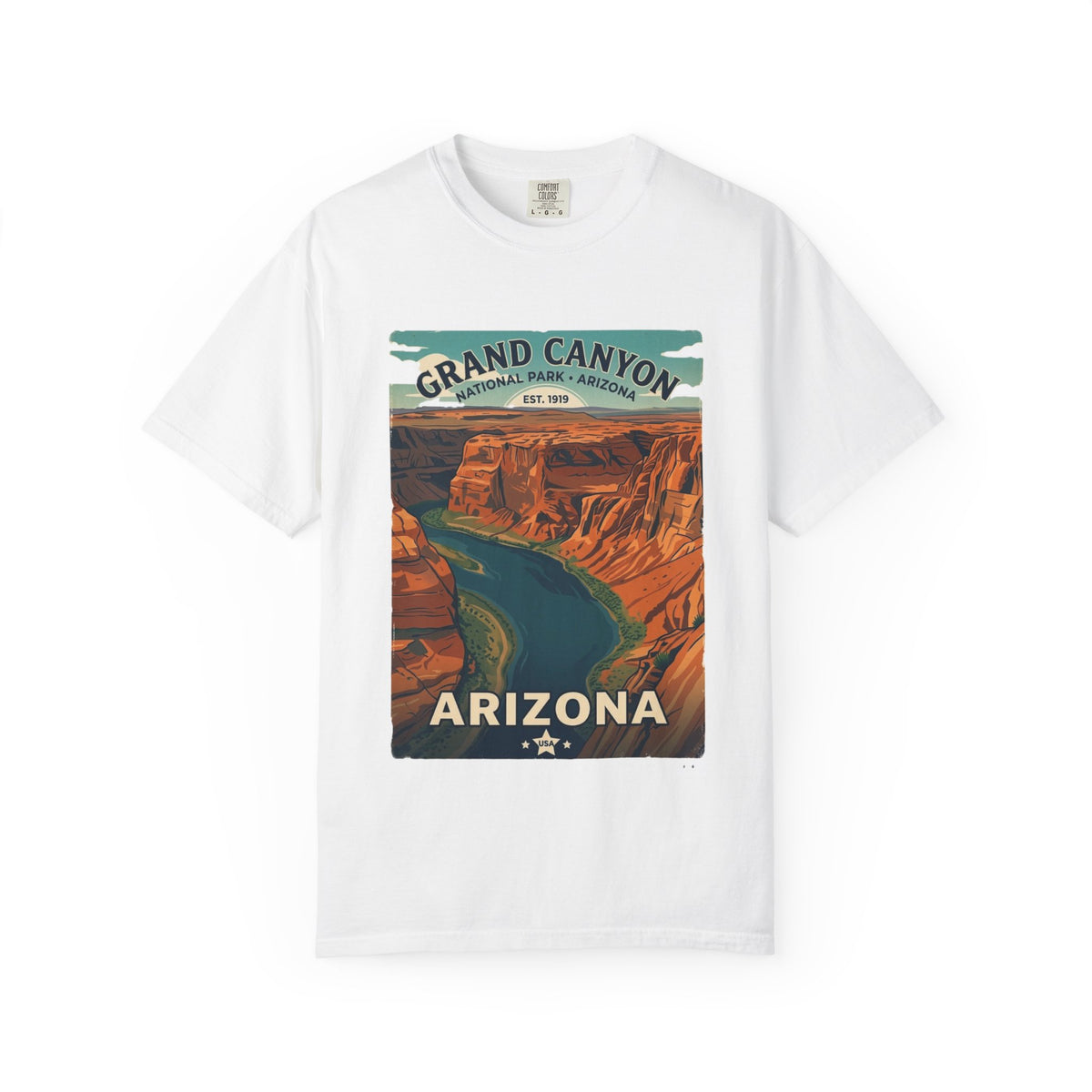 T-shirt style affiche Grand Canyon Arizona | T-shirt canyon et rivière panoramique