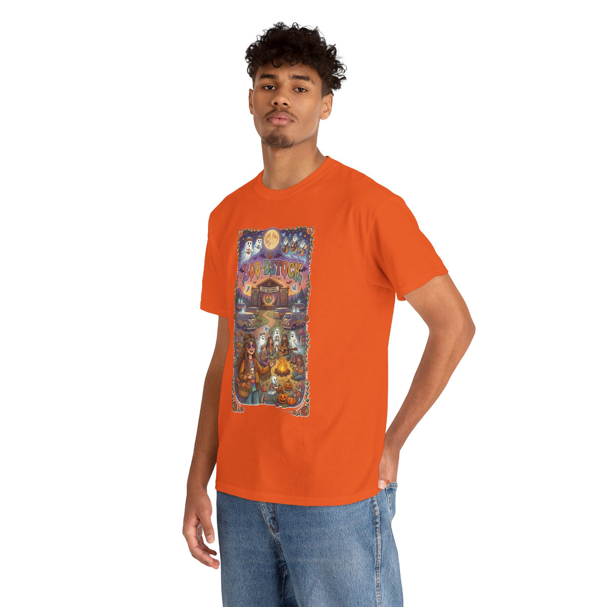 T-shirt d'Halloween hippie Boo-dstock | Tee-shirt d'Halloween effrayant hippie