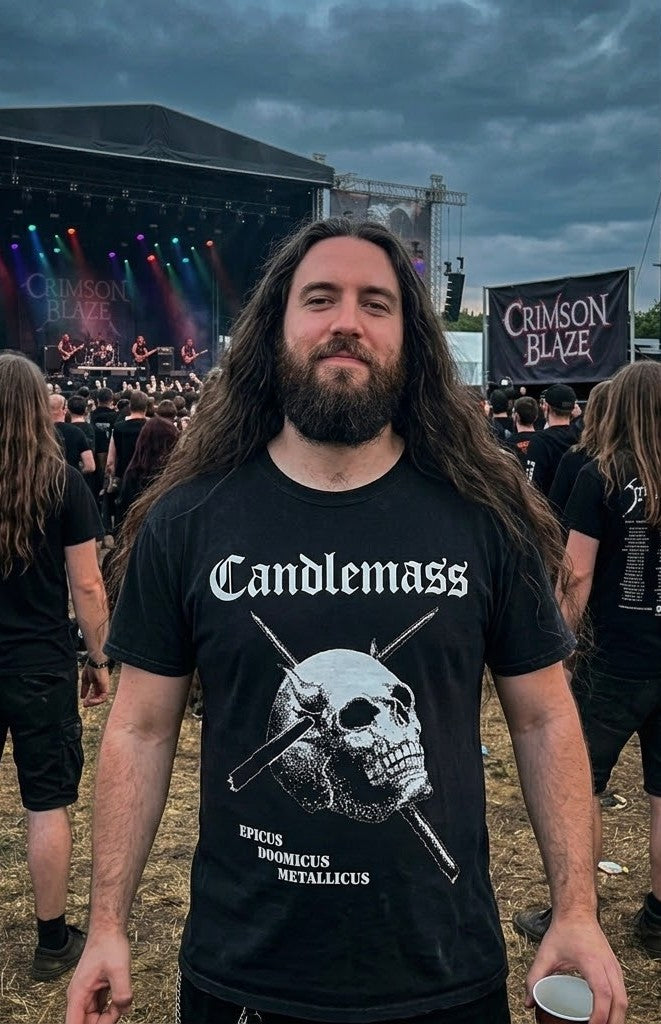 Candlemas Skull and Crossbones Graphic T-Shirt / Epicus Doomicus Metallicus