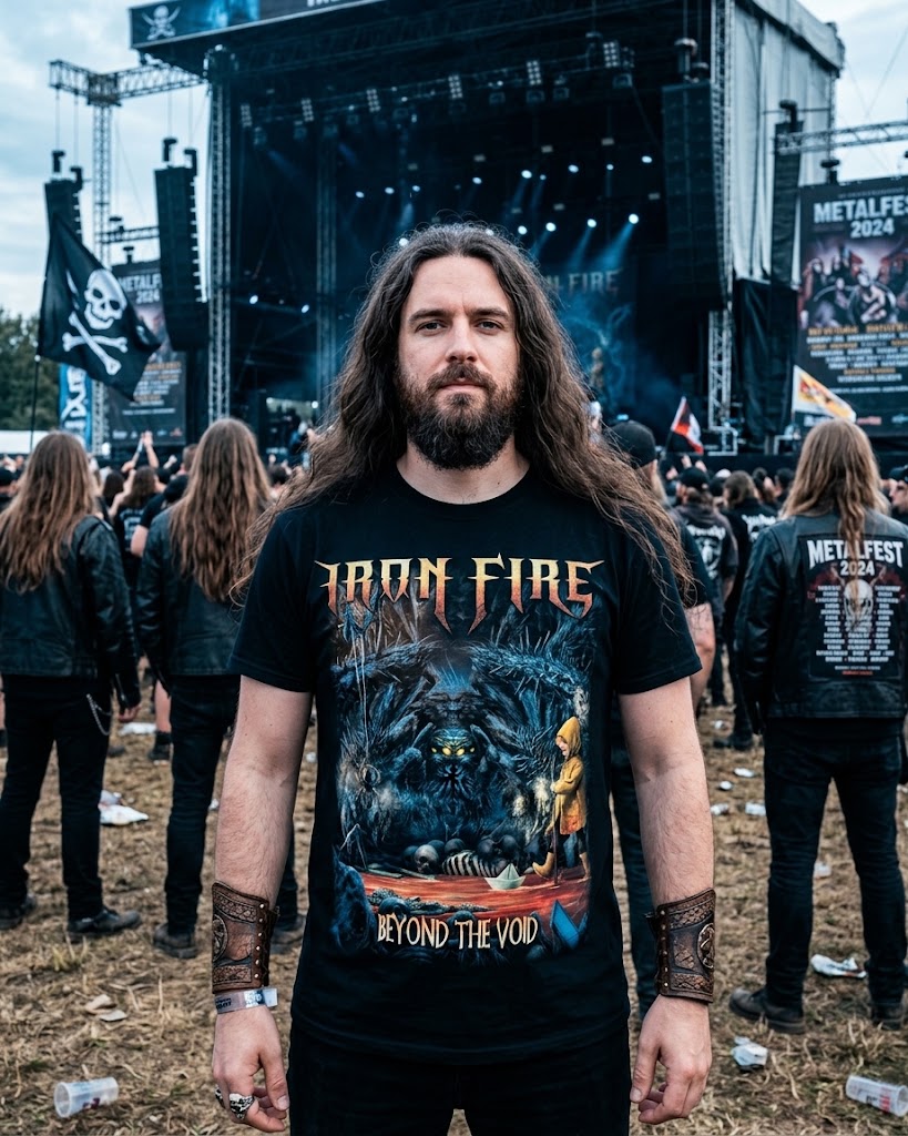 Iron Fire Beyond the Void album art T-Shirt | Danish heavy metal band tee