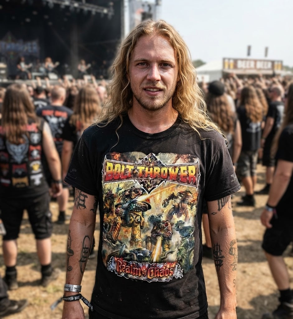 Camiseta con el arte del álbum Realm of Chaos de Bolt Thrower | Camiseta de banda británica de death metal