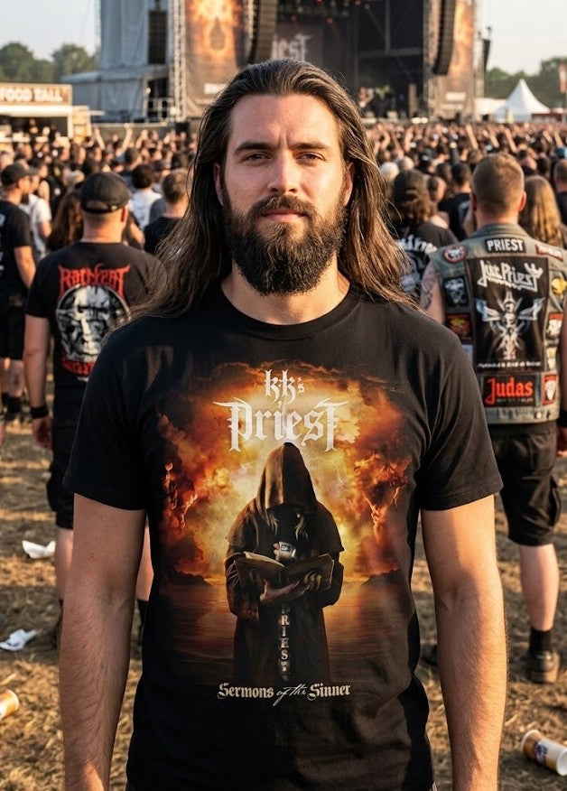 Camiseta con la portada del álbum de KK's Priest | Camiseta de la banda del álbum Sermons of the Sinner