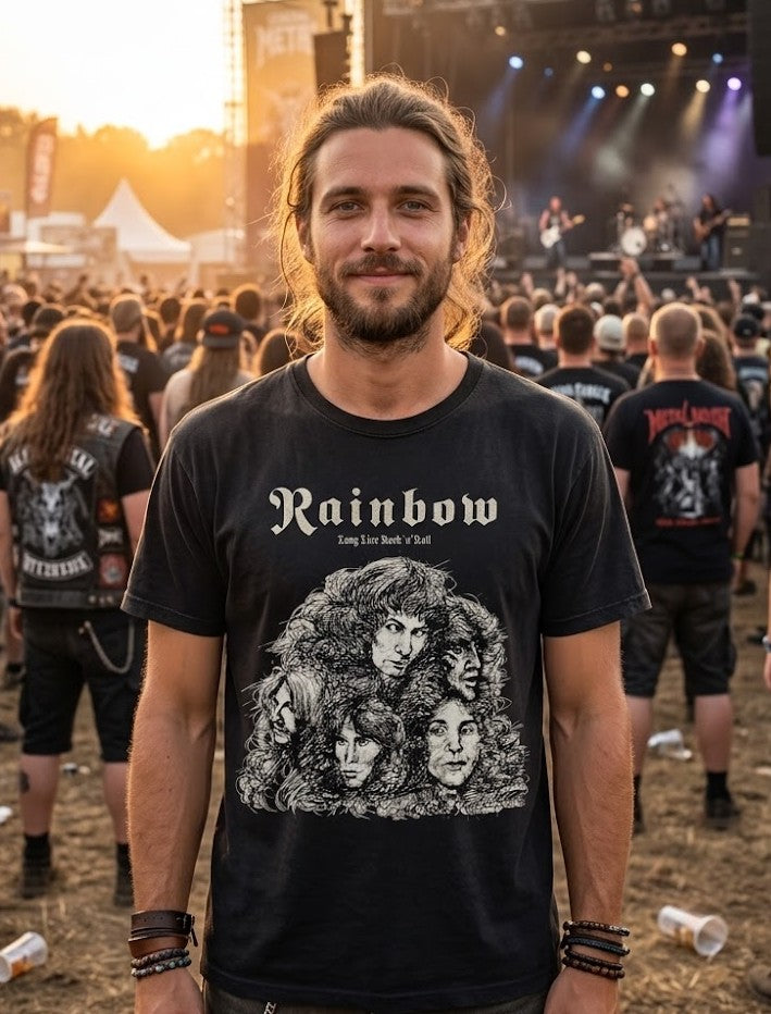 Rainbow Long Live Rock n Roll band portrait T-Shirt | classic rock tee, vintage style