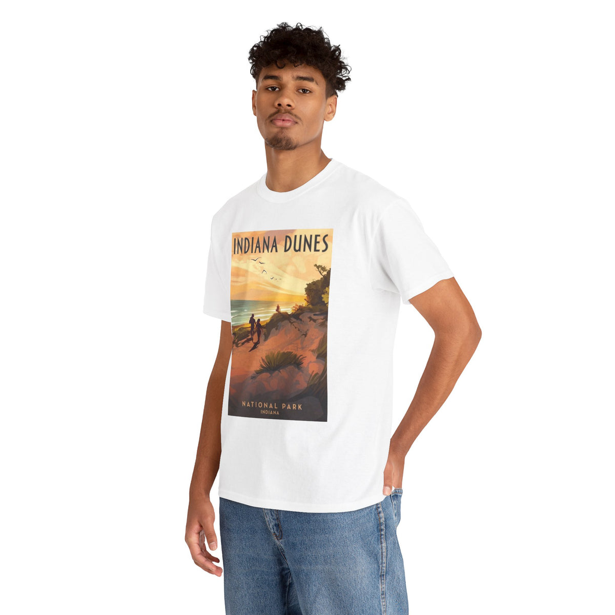 Camiseta de póster vintage del atardecer en el Parque Nacional Indiana Dunes | Camiseta de naturaleza de parques nacionales