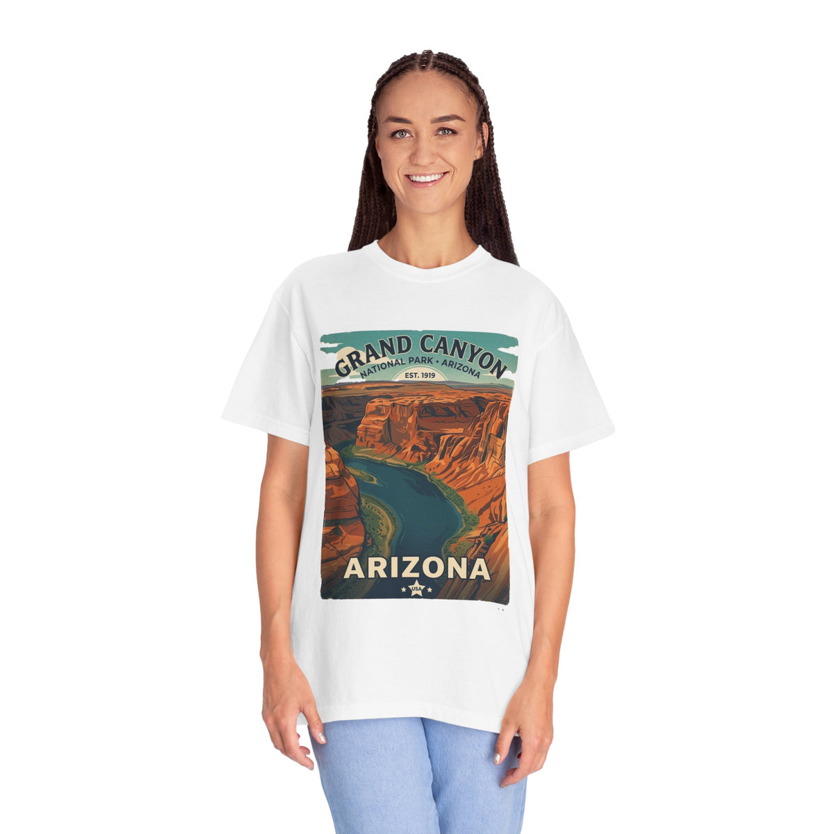 T-shirt style affiche Grand Canyon Arizona | T-shirt canyon et rivière panoramique