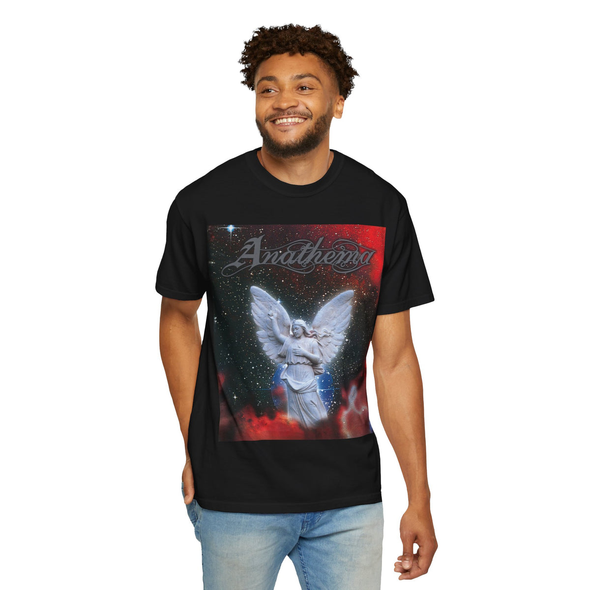 T-shirt graphique Anathema Angel | Design cosmique de statue d'ange