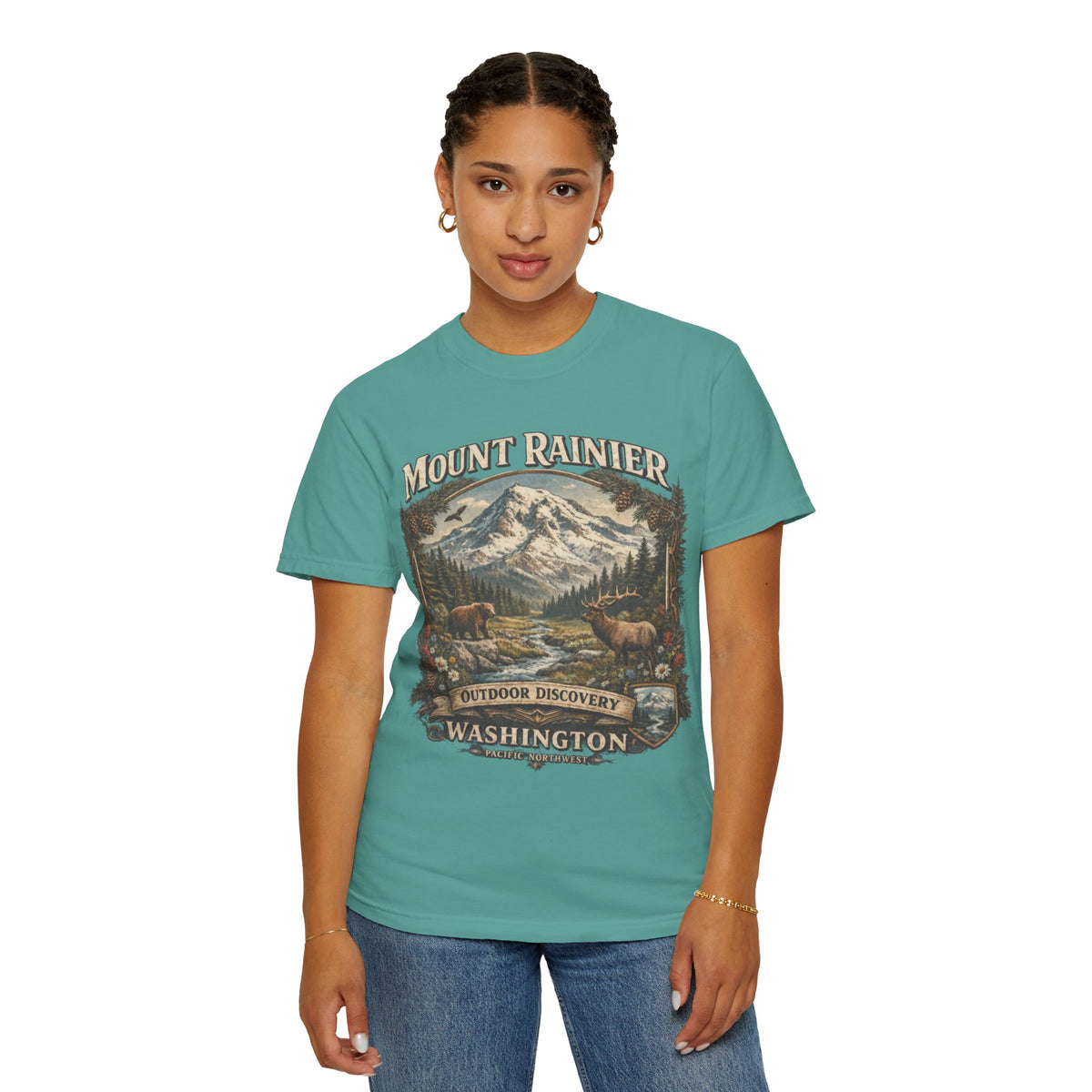 Camiseta del Monte Rainier, playera Comfort Colors de la naturaleza de Washington