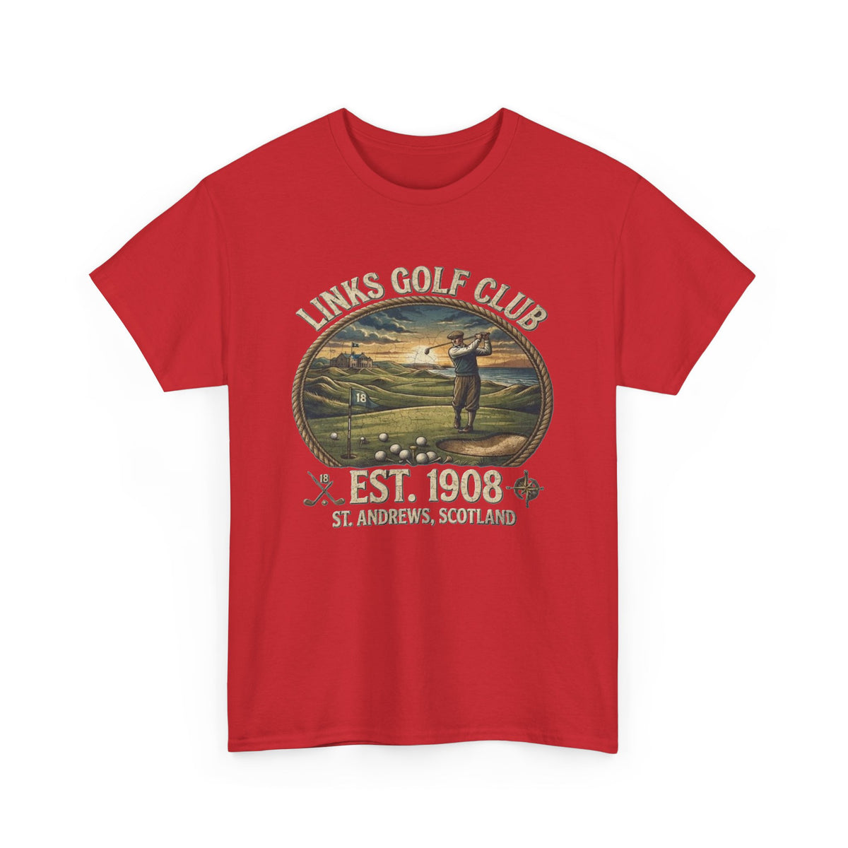 T-shirt illustration golfeur vintage Links Golf Club | EST. 1908 St. Andrews Écosse