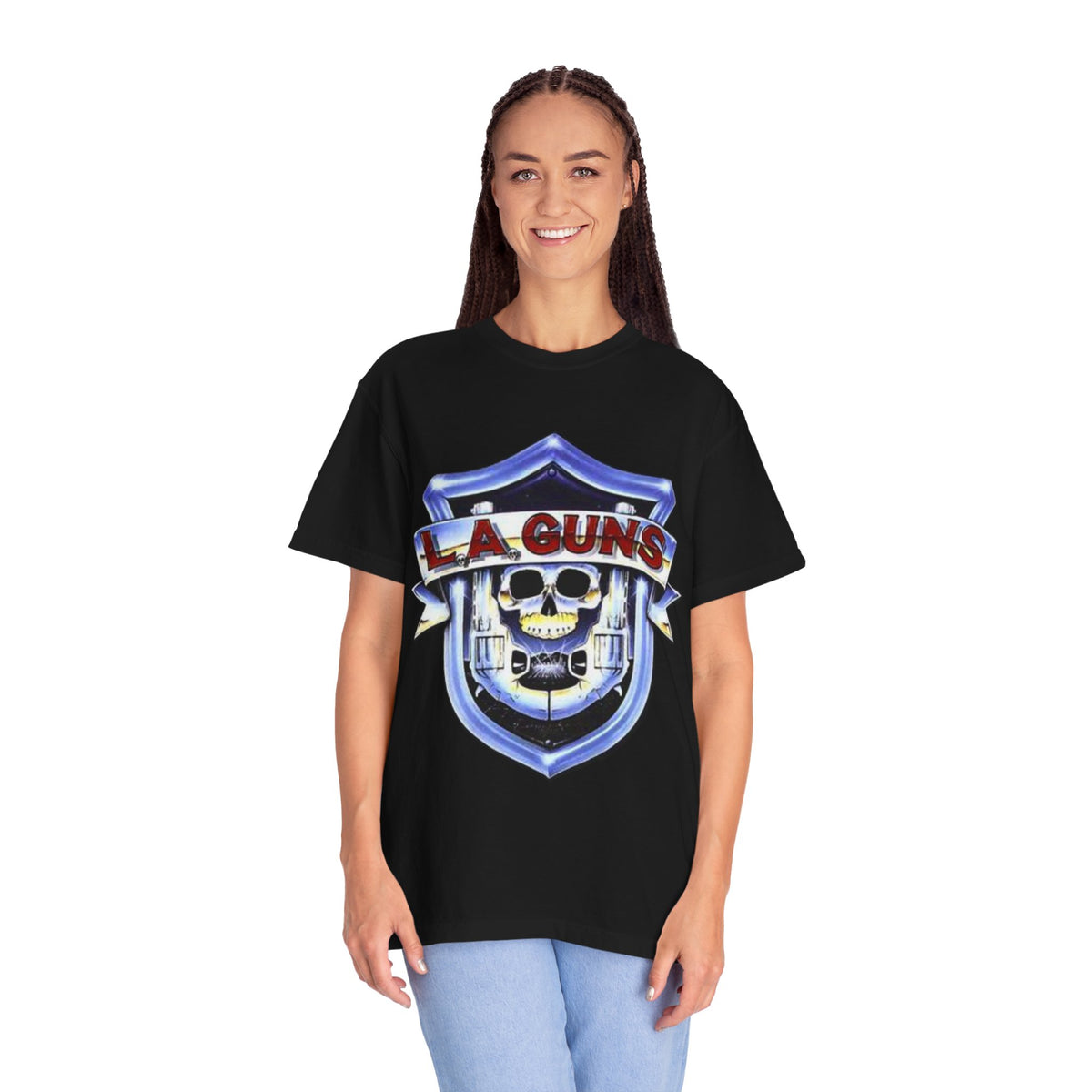 L.A Guns Skull Shield T-shirt | Hard Rock Band Logo Tee
