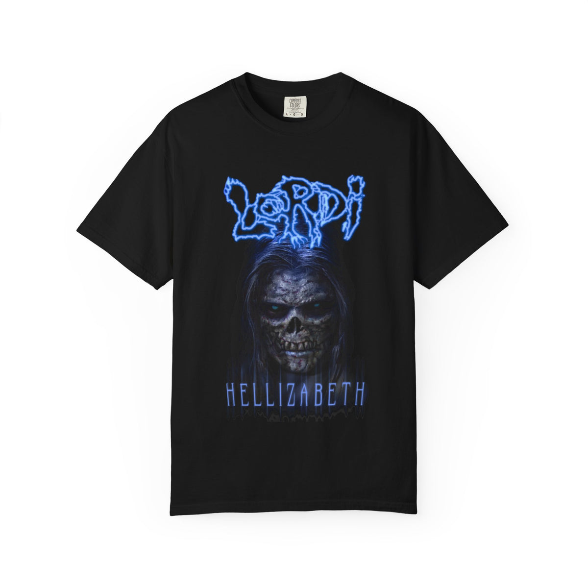 Lordi Hellizabeth skull horror tee | Blue Lordi logo T-Shirt