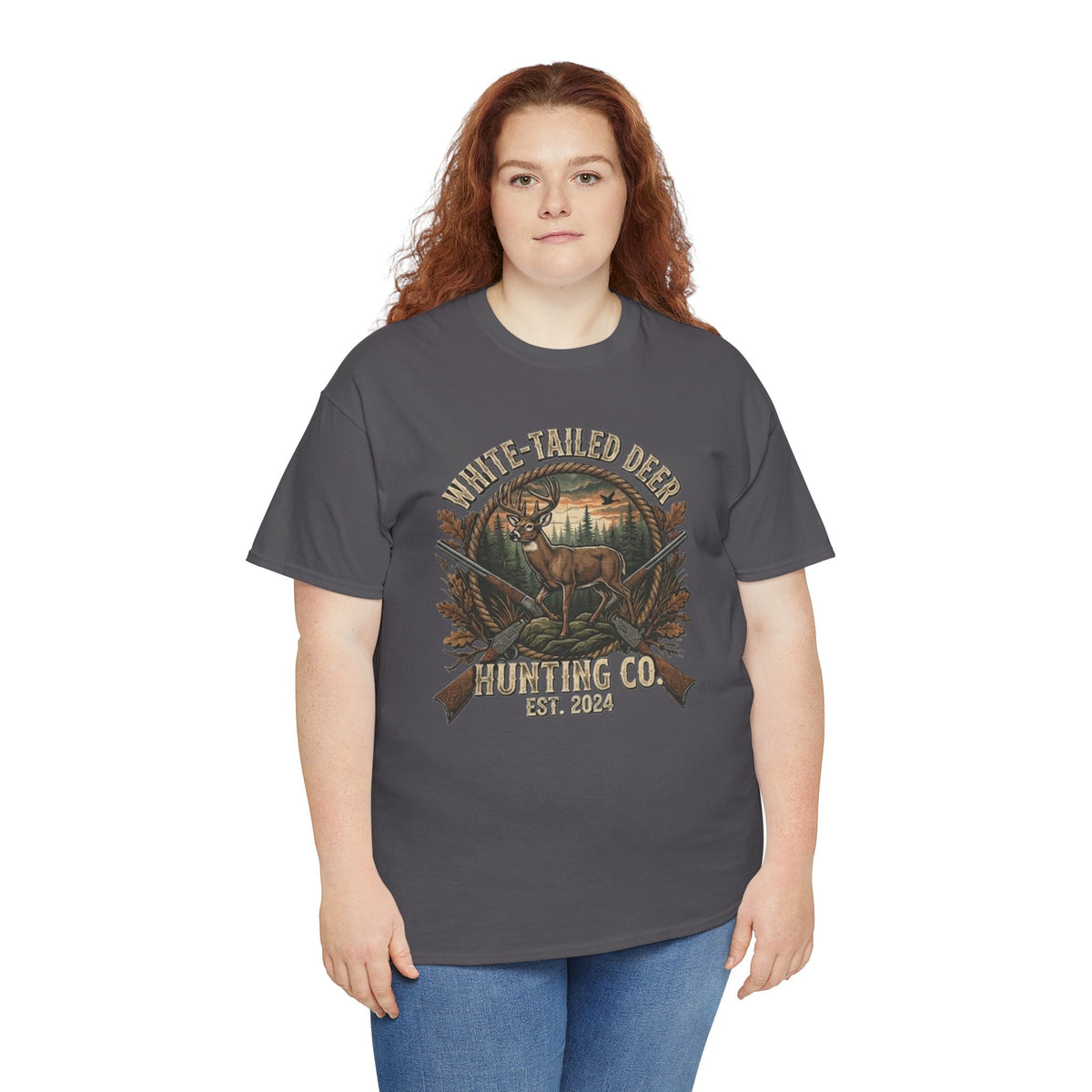 White-Tailed Deer Hunting Co T-Shirt | Deer Rifle Forest Vintage Badge